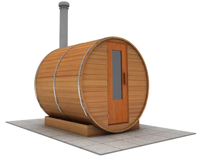 Northern Lights 7 foot x 7 foot Barrel
Sauna (Wood Fired Heater)