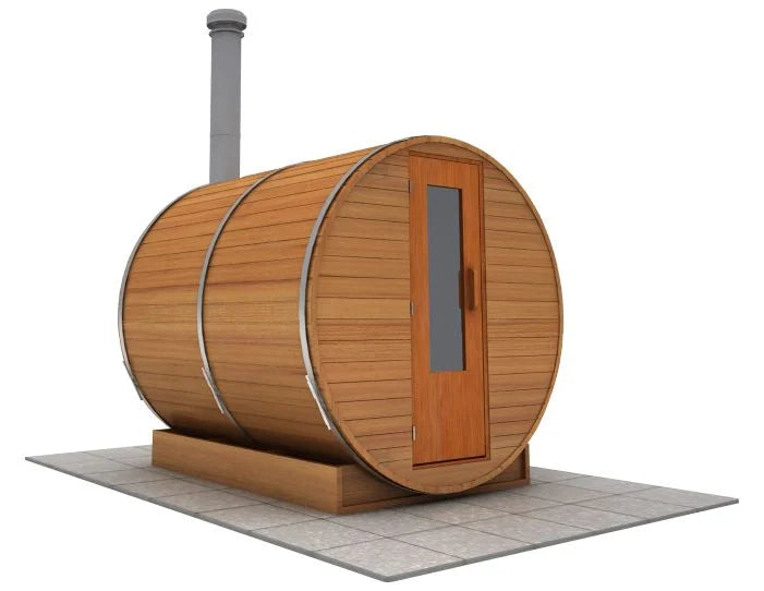 Northern Lights 8 foot x 7 foot Barrel
Sauna (Wood Fired Heater)