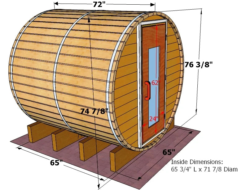 Northern Lights 6 foot x 6 foot Barrel
Sauna (Electric Heater)
