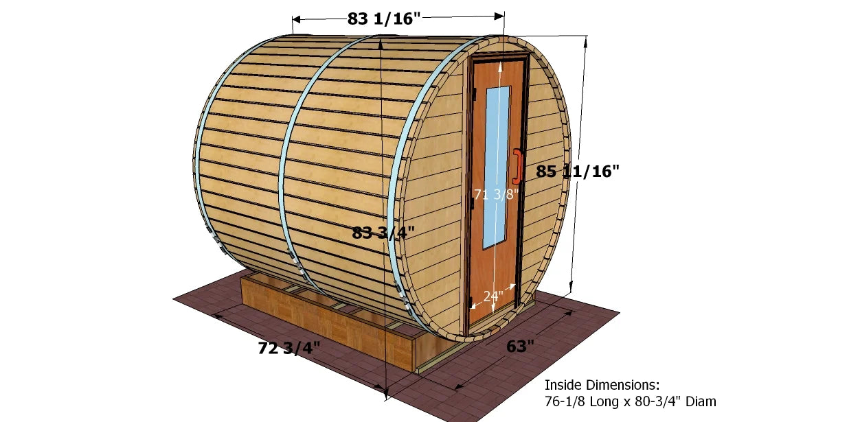 Northern Lights 7 foot x 7 foot Barrel
Sauna (Electric Heater)