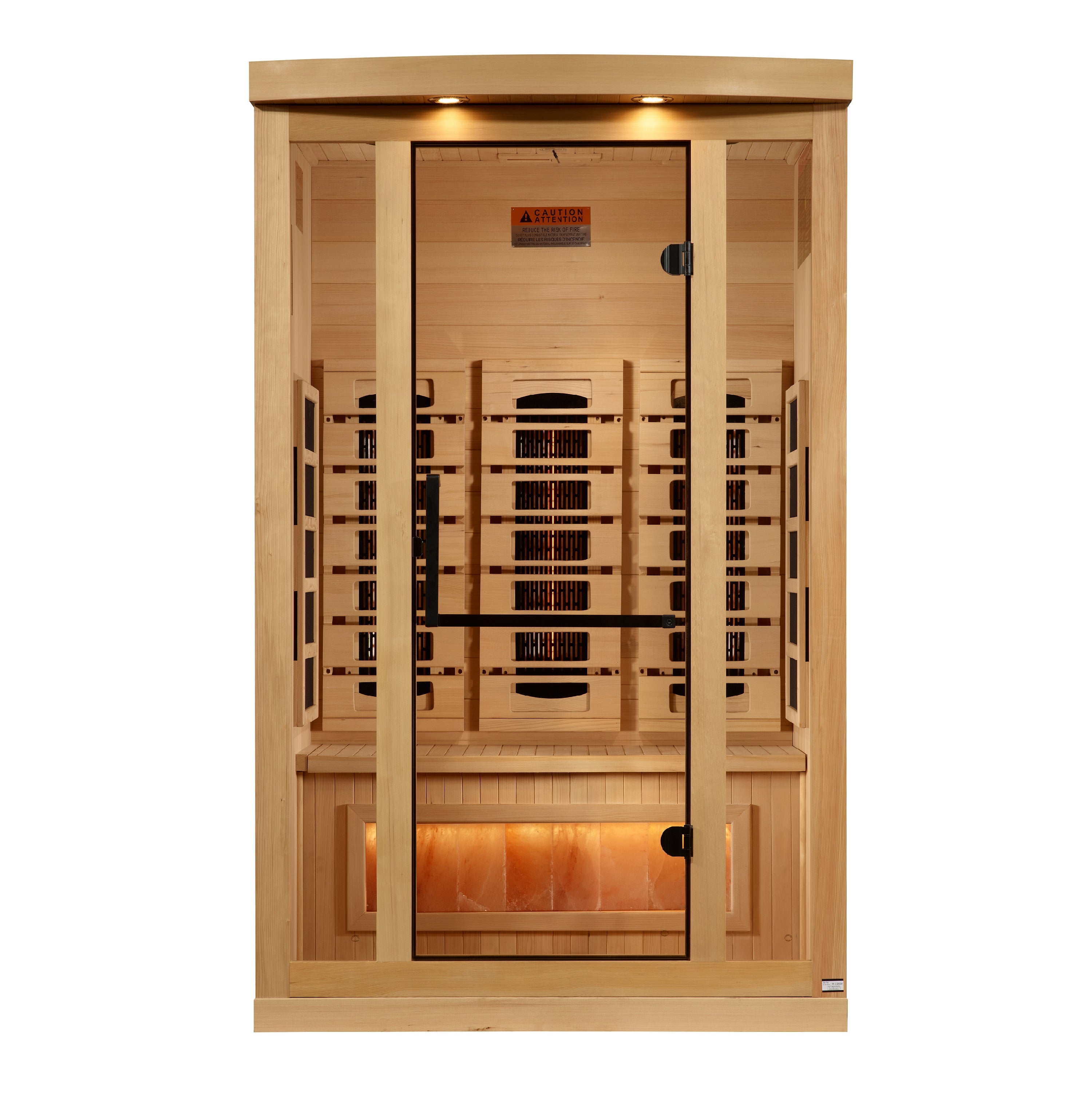 Golden Designs 2-Person Full Spectrum PureTech™ Near Zero EMF FAR Infrared Sauna with Himalayan Salt Bar (Canadian Hemlock)