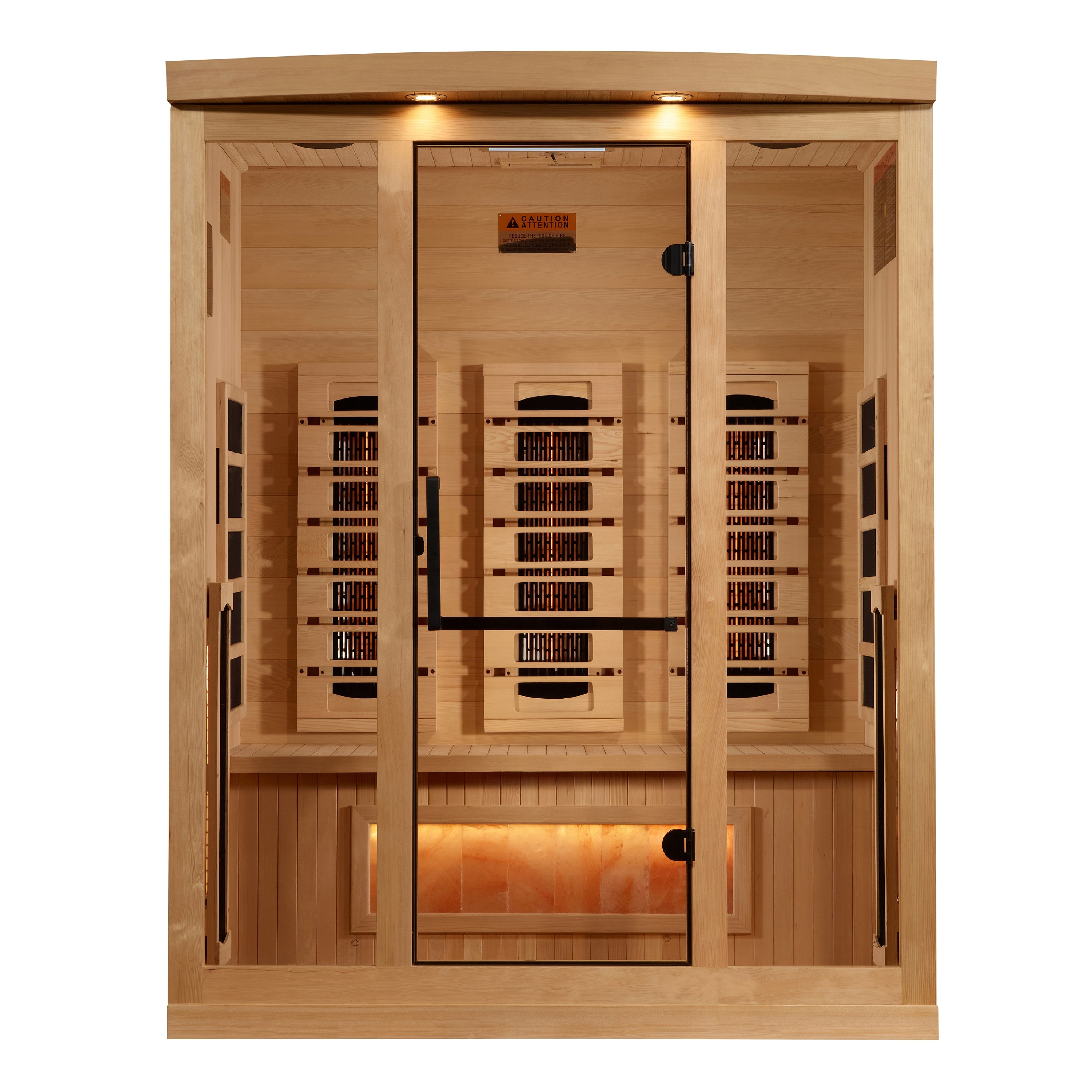 Golden Designs 3-Person Full Spectrum PureTech™ Near Zero EMF FAR Infrared Sauna with Himalayan Salt Bar (Canadian Hemlock)